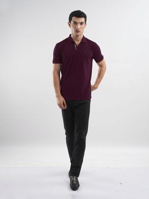 Burgundy 100% Cotton Pique Polo