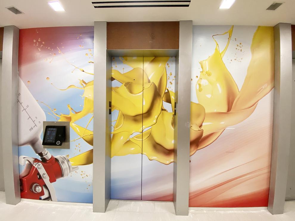 Elevator Wraps in Durham, NC designed and installed for corporate offices and interior signage