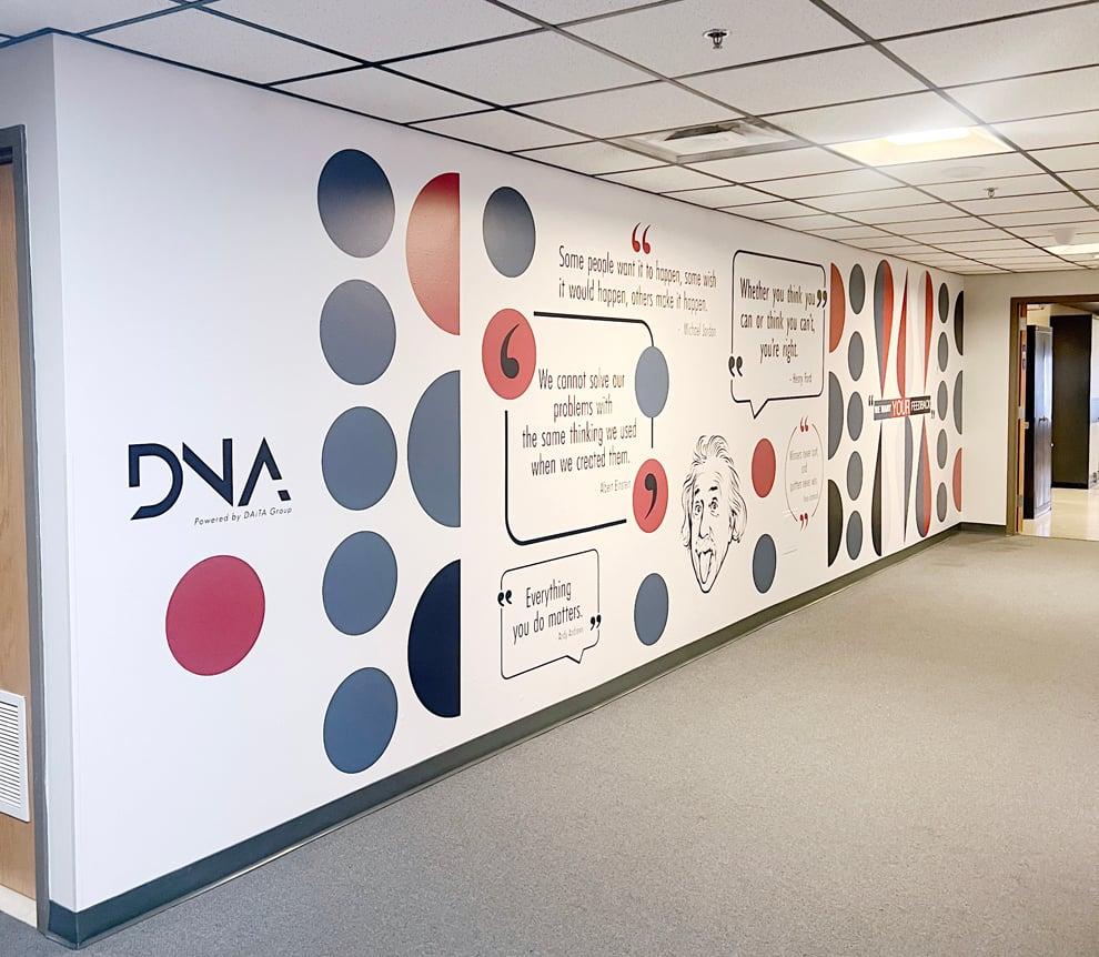 Custom corporate wall wrap installation in Spartanburg, SC workplace