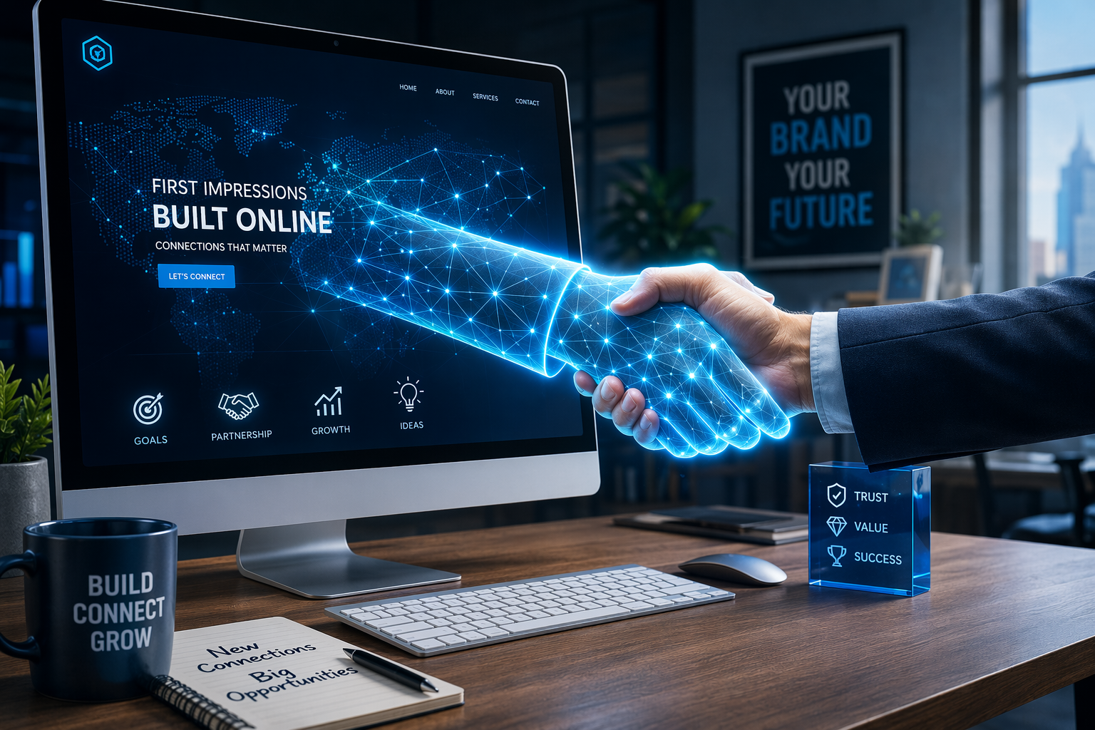 Glowing digital handshake computer